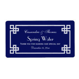 DIY Navy Wht Grieks Sleutel Lijst H Waterfles Labe Etiket