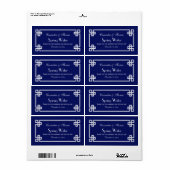 DIY Navy Wht Grieks Sleutel Lijst H Waterfles Labe Etiket (Full Sheet)
