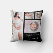 DIY Nieuw Geboren Baby Foto Keepsake op Zwart Kussen (Achterkant)