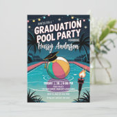 DIY Night Pool Graduation Party Twinkling Lights Kaart (Staand voorkant)