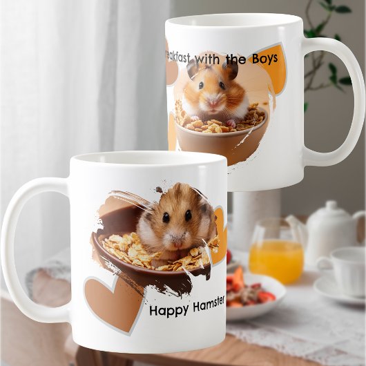 DIY ontbijt met hamsters foto en harten Koffiemok