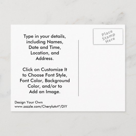 DIY Ontwerp Uw Eigen Huwelijksuitnodigingen op Bri Uitnodiging Briefkaart (Achterkant)