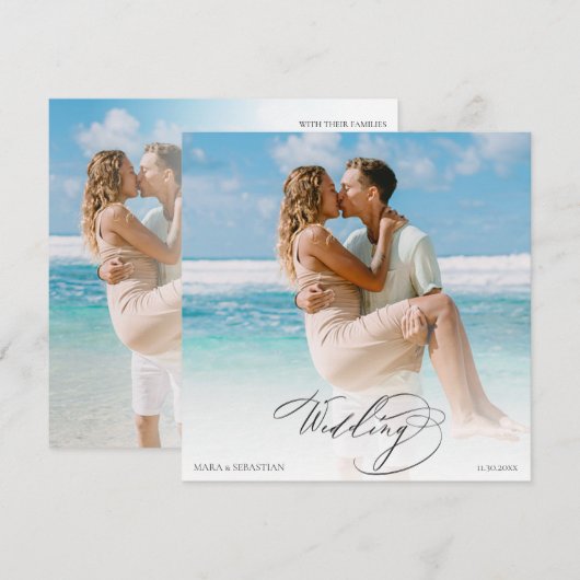 *~ DIY paar FOTO RSVP QR AR6 bruiloft Kaart (Voorkant / Achterkant)