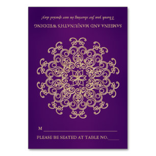 DIY Paarse Gouden Indische Tent Stijl Zitplaats Kaart