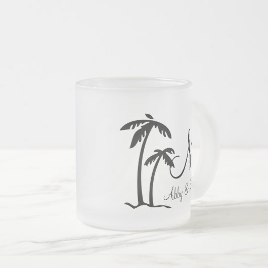 DIY Palm Tree Destination Logo Matglas Koffiemok (Voorkant rechts)