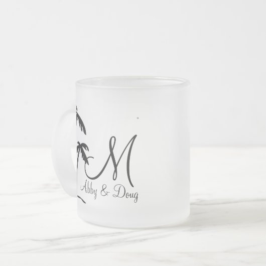 DIY Palm Tree Destination Logo Matglas Koffiemok (Voorkant links)