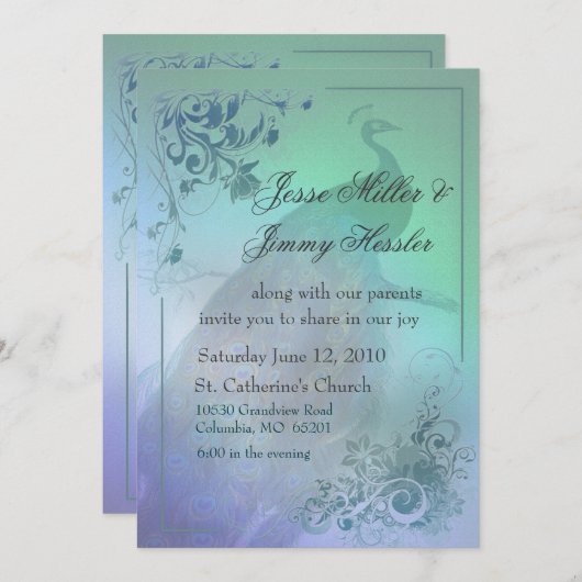 DIY Peacock Theme Weddenschap Kaart (Voorkant / Achterkant)