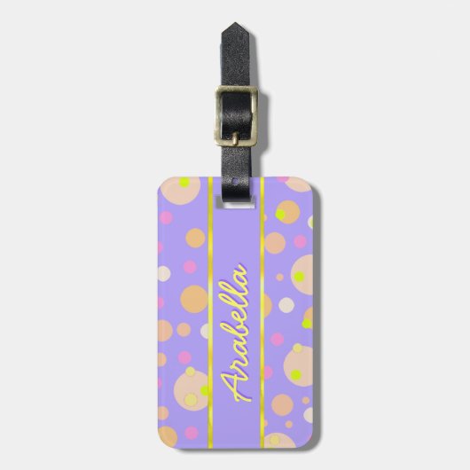 DIY Personalized Girl Polkadots Bagagelabel (Voorkant verticaal)
