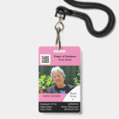DIY Personeelskaart roze zwart wit sjabloon Badge (Voorzijde met lanyard)