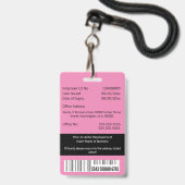 DIY Personeelskaart roze zwart wit sjabloon Badge (Achterkant met lanyard)