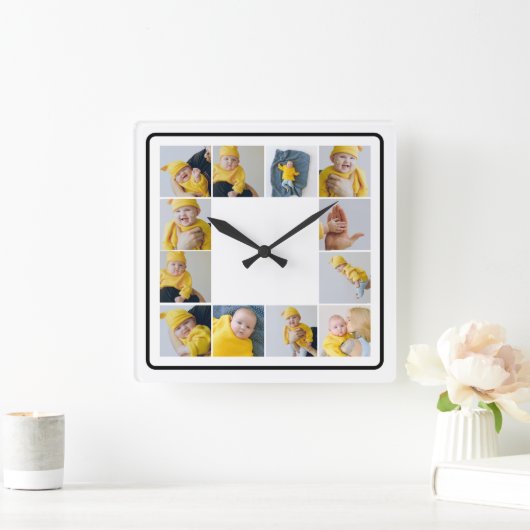 DIY persoonlijke Sjabloon voor fotocollage 12 Vierkante Klok (Huis)