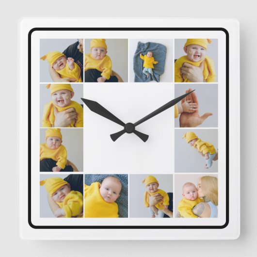 DIY persoonlijke Sjabloon voor fotocollage 12 Vierkante Klok (Voorkant)