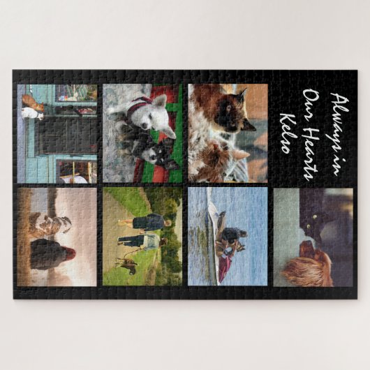 DIY pet memorial 7 afbeelding collage met naam Legpuzzel (Horizontaal)