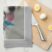 DIY Pet's Foto & Naam Of Kind, Lt. Grijs & Wit Theedoek (Quarter Fold)