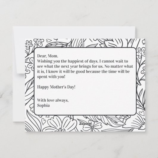 DIY Photo Moederdag Kaart met aangepast bericht (Achterkant)