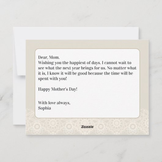 DIY Photo Moederdag Kaart met aangepast bericht (Achterkant)