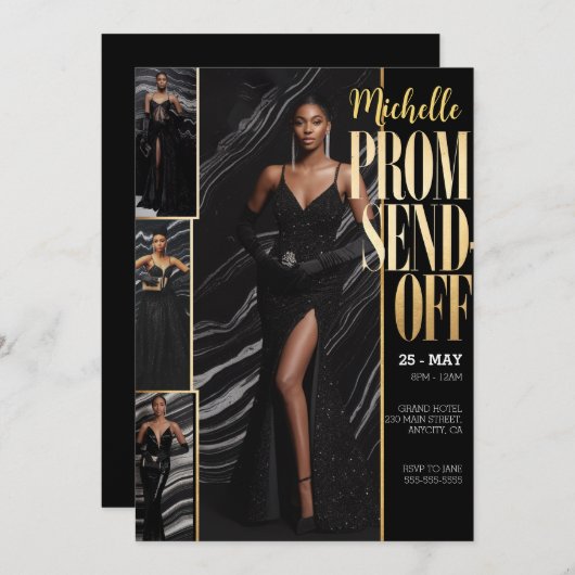 DIY Photo PROM SEND-OFF Luxe Modieus Kaart (Voorkant / Achterkant)