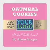 DIY Productnaam, Foto Logo Info Roze Waterdicht Labels (Design 2)