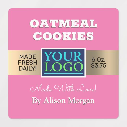 DIY Productnaam, Foto Logo Info Roze Waterdicht Labels (Design 2)