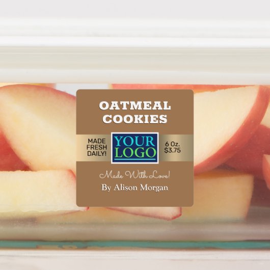 DIY Productnaam, Foto Logo Info, Tan Waterdicht Labels (Aangebracht)