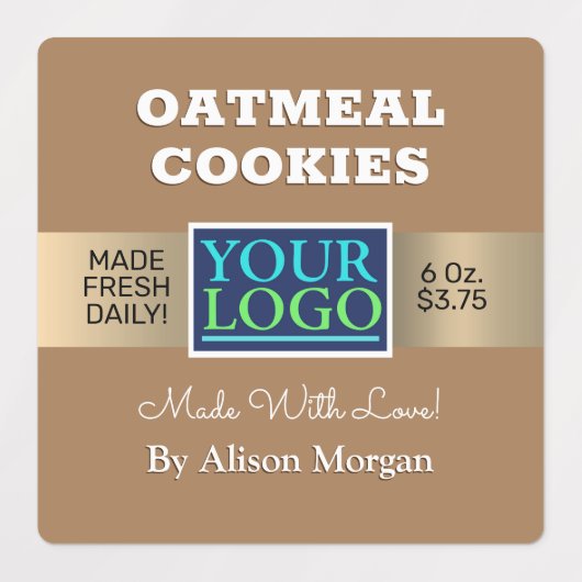 DIY Productnaam, Foto Logo Info, Tan Waterdicht Labels (Design 1)