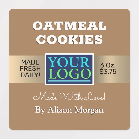 DIY Productnaam, Foto Logo Info, Tan Waterdicht Labels (Design 2)