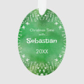 DIY Rabbit on Green Oval Christmas Ornament (achterkant)