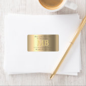 DIY Return Address Label, Monogram, Geel Gold Etiket (Insitu)
