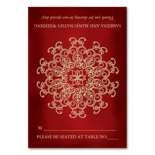 DIY Rood Goud Indische Tent Stijl Zitplaats Kaart (Voorkant)