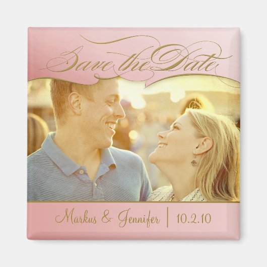DIY Roos en Gold Photo Save the Date Magnet (Voorkant)