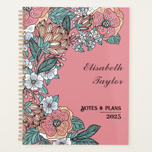 DIY Roze Bloemplanner: uw gepersonaliseerde studie Planner (Voorkant)