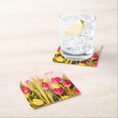 DIY Roze monogram/naam, roze en gele tegels Kartonnen Onderzetters (Insitu)