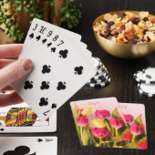 DIY roze monogram/naam, roze & gele tegels Pokerkaarten (Insitu)