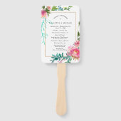 DIY Roze Pioen Bloemen Trouwprogramma Handwaaier (Voorkant)