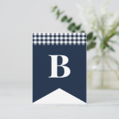 DIY Rustic Blue Plaid Letter Bunting Briefkaart (Staand voorkant)