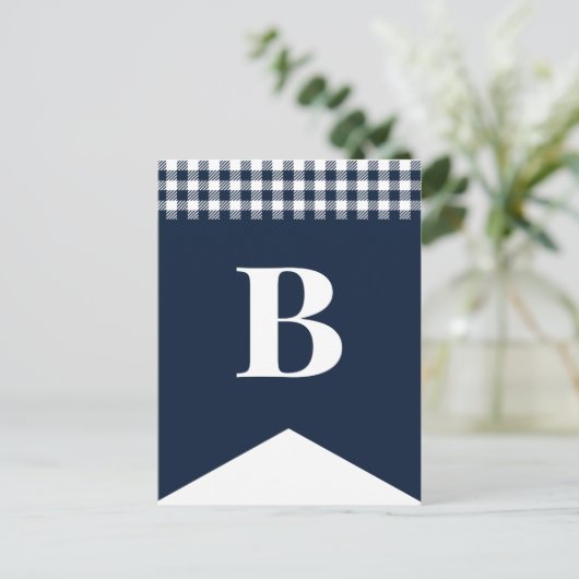 DIY Rustic Blue Plaid Letter Bunting Briefkaart (Staand voorkant)