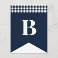 DIY Rustic Blue Plaid Letter Bunting Briefkaart