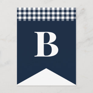 DIY Rustic Blue Plaid Letter Bunting Briefkaart
