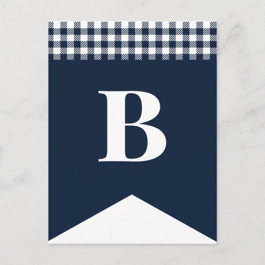 DIY Rustic Blue Plaid Letter Bunting Briefkaart (Voorkant)