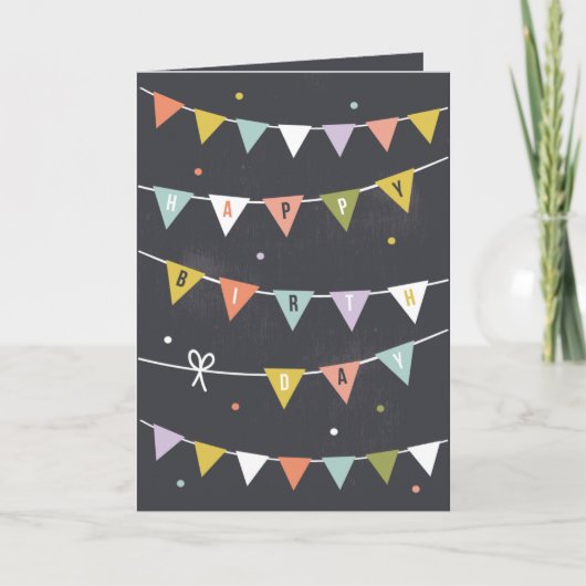 DIY Rustic Chalkboard Verjaardag bunting gevoerd Kaart (Voorkant)
