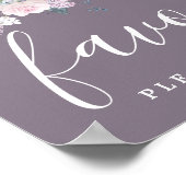 DIY Rustic Paars White Floral Wedding Favor Sign Poster (Hoek)