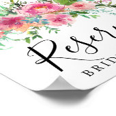 DIY Rustic Pink Floral Wedding Gereserveerd Poster (Hoek)