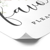 DIY Rustic Pink White Floral Wedding Favor Sign Poster (Hoek)