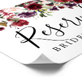 DIY Rustic Red Floral Wedding Reserved Sign Poster (Hoek)