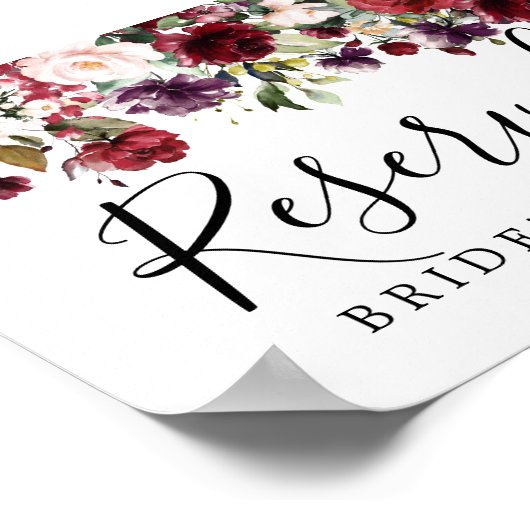 DIY Rustic Red Floral Wedding Reserved Sign Poster (Hoek)