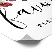 DIY Rustic Red Pink Floral Wedding Favor Sign Poster (Hoek)