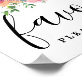 DIY Rustic Red Pink Floral Wedding Favor Sign Poster (Hoek)