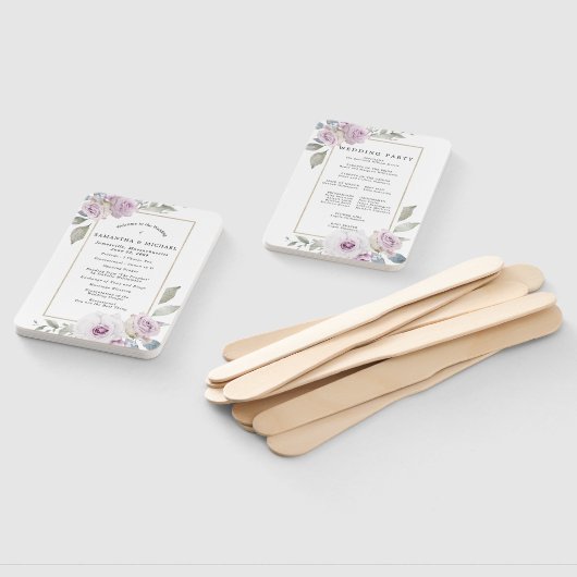 DIY rustieke Paarse bloemenbruiloft programma Handwaaier (Niet-gemonteerd)