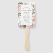 DIY rustieke roze bloemenbruiloft programma Handwaaier (Voorkant)