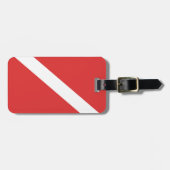 DIY Scuba Diving Flag Divers NAME Embleem Red Whit Bagagelabel (Voorkant horizontaal)